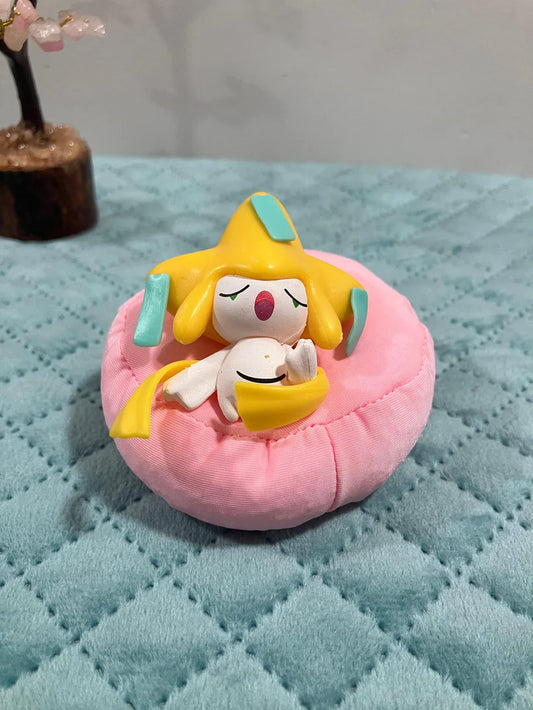 Sleeping mon with plush cushion.